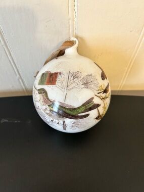 VTG Lena Liu Hand Blown Glass Bird Ornament/Postcard Collage Series